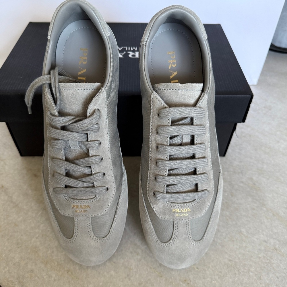 Prada Milano 2EG442 Men Grey Suede Fabric Low Top Sneakers Trainers Sz UK 7.5 - Picture 9 of 15